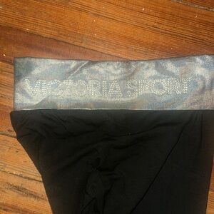 New Victoria’s Secret sport fold over metallic silver bling yoga pants Y2K nwot